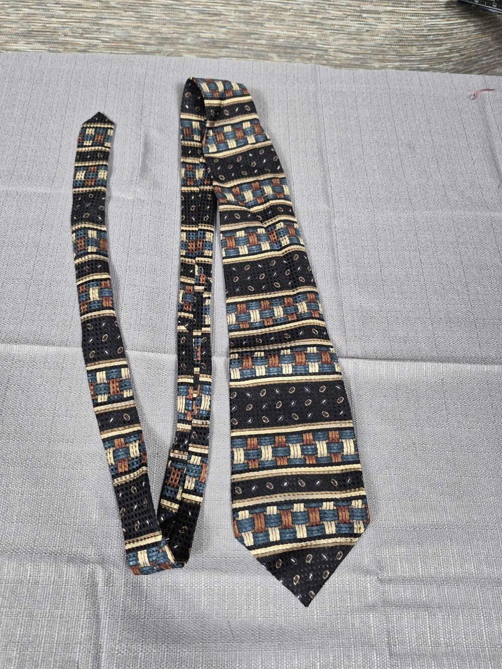 Surrey Tie Mens Black Silk Geometric Jacquard Classic Woven Dress Necktie USA